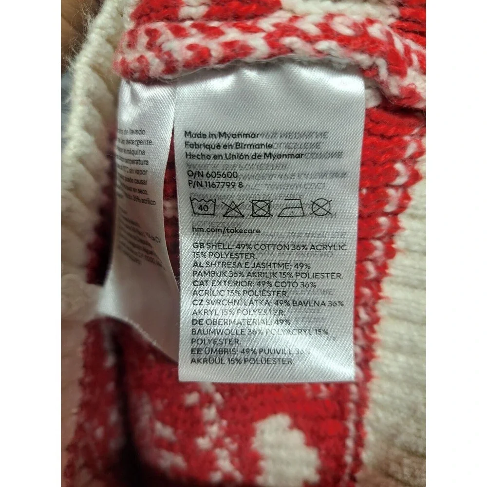 H&M‎ Kids Light Beige/Patterned Fair Isle Heart Print Knit Cardigan Size 9M